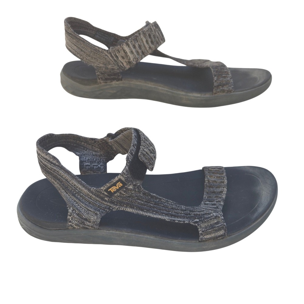 Teva Voya Infinity Knit Sandals Womens Size 10 Gray Black Strappy Hiking